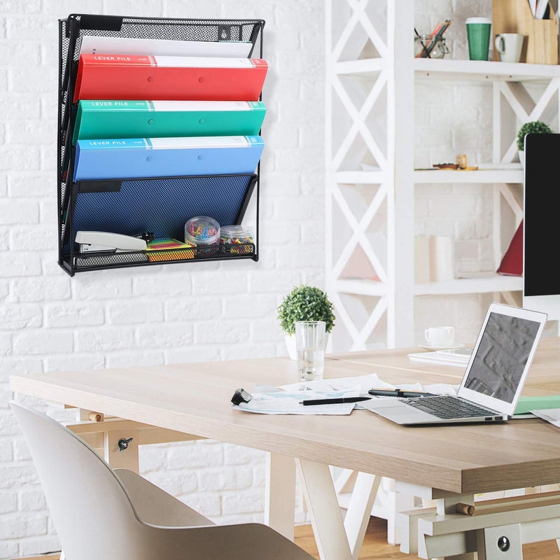 samstar Wall File Holder, 6-Tier Hanging Wall File Organizer Wall Mount Paper File Folder Mail Organizer for Office/School, 1 Pack - Image 5